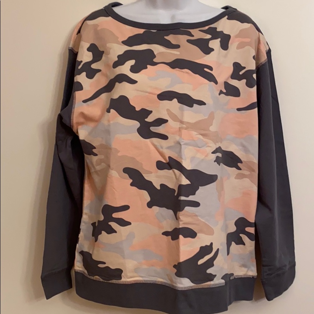 Mark oversized lightweight pink & gray camouflage print sweatshirt